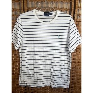 Men's Polo Ralph Lauren Custom Slim Fit Striped Multi Color Pony T-Shirt Size Lg
